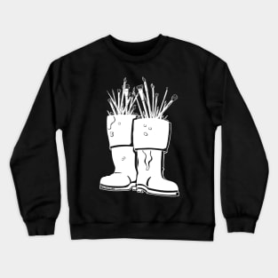 Paint Brush White Lineart Rain Boots Crewneck Sweatshirt